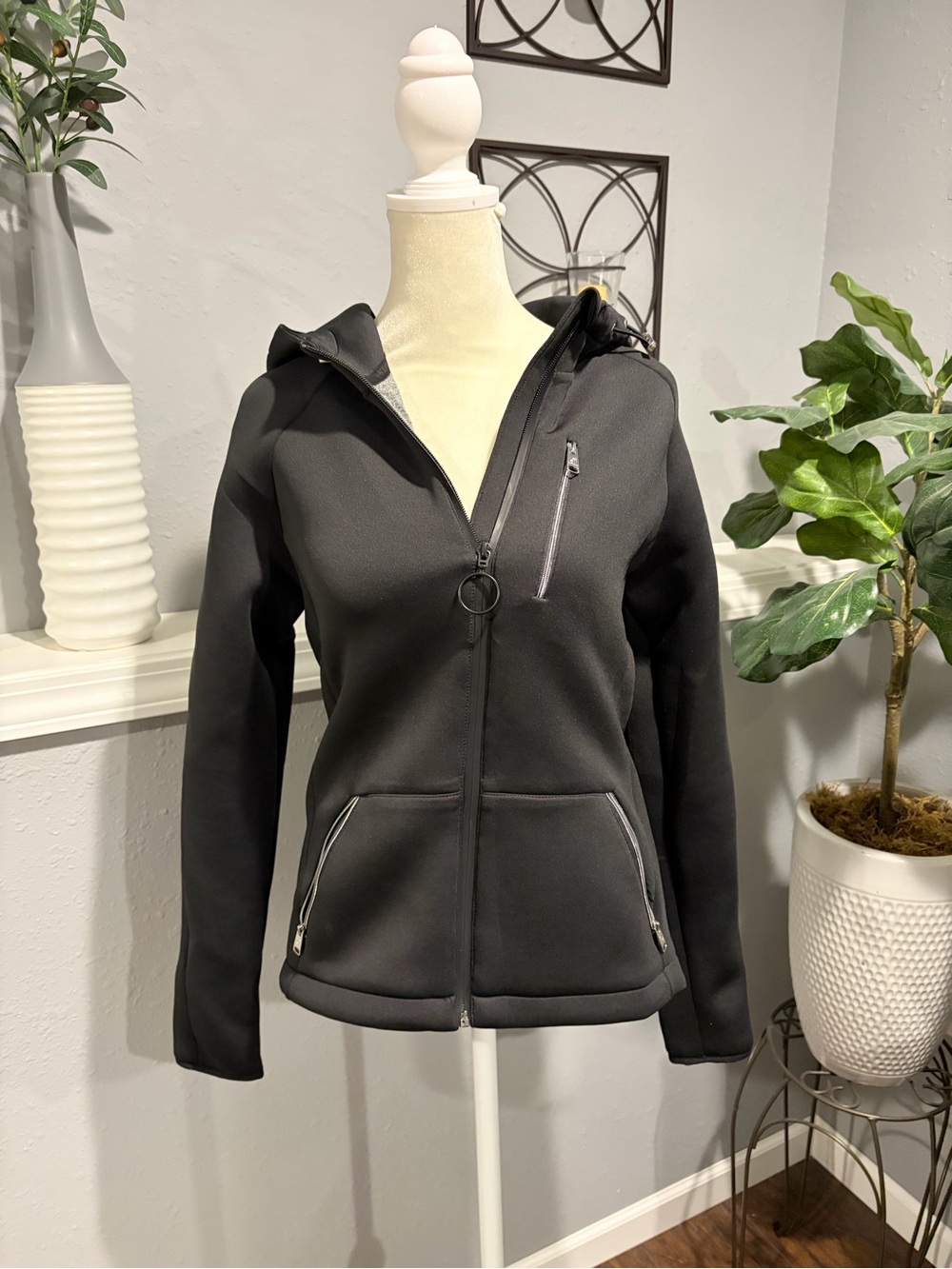 Body Glove Black Hooded Zip-Up Bomber Jacket